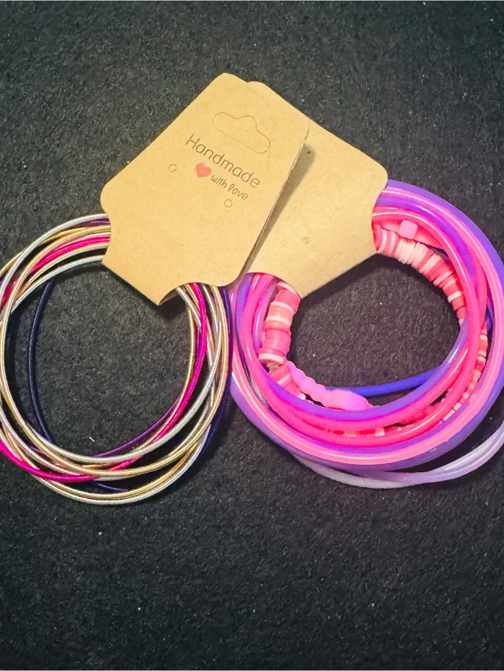 Handmade Pink Multi-Pack Hair Tie and Bracelet Set